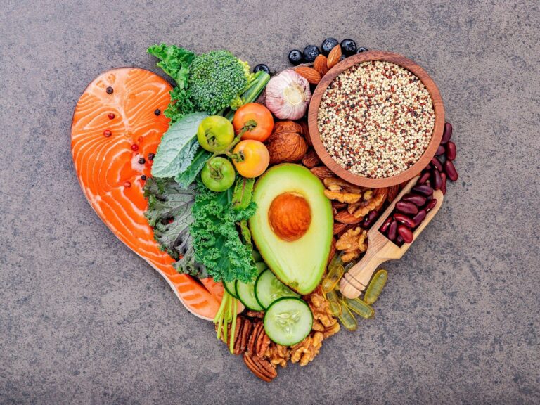 healthy foods in a heart shape