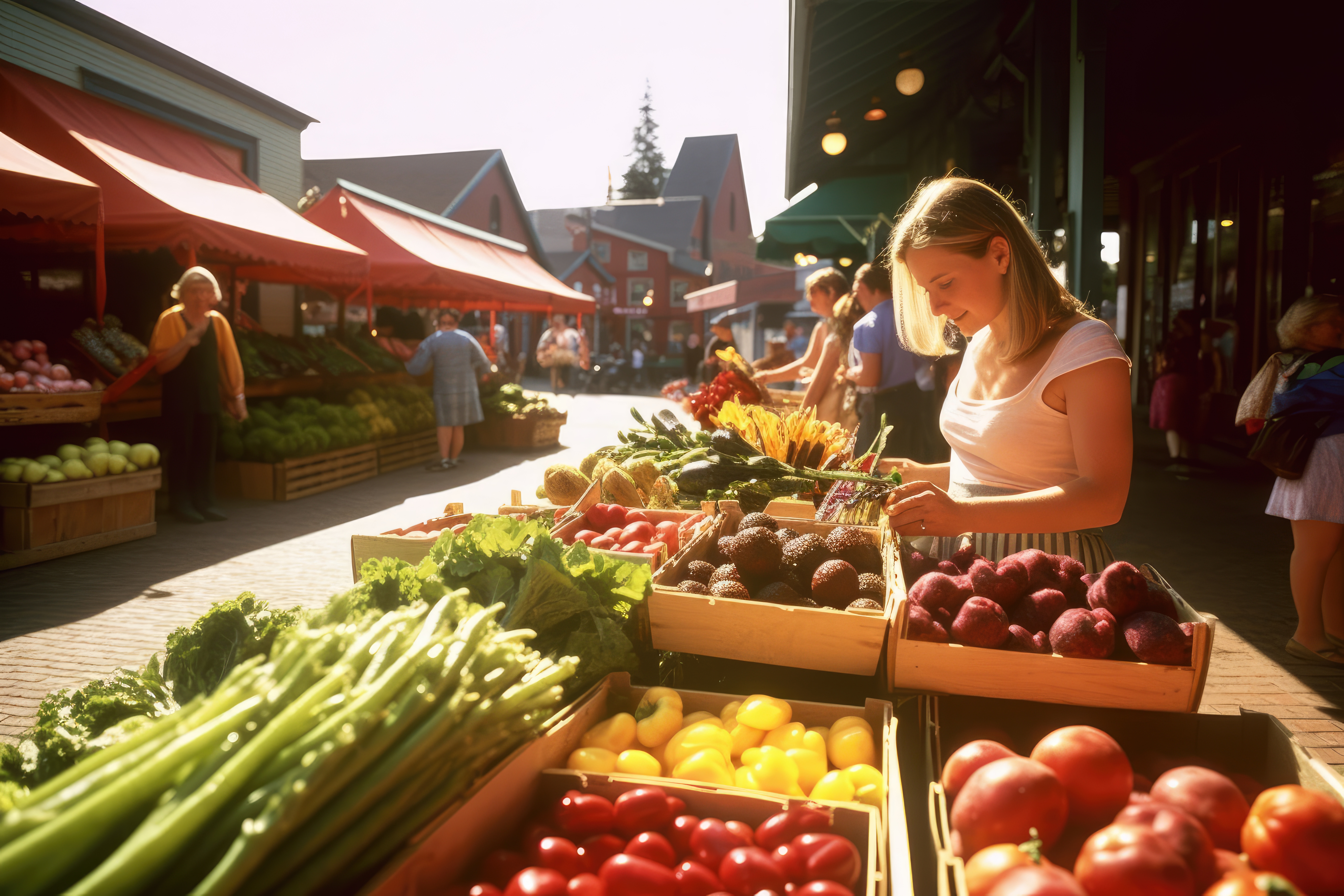 a woman shopping at a farmers market