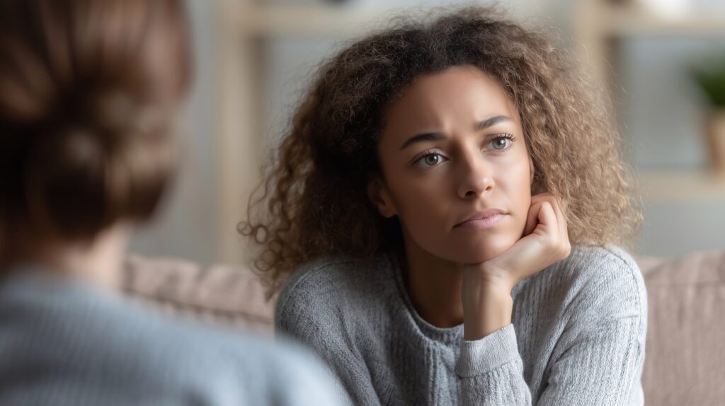 thoughtful woman listening