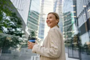 business woman drinking coffee