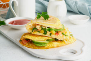 breakfast with egg quesadilla